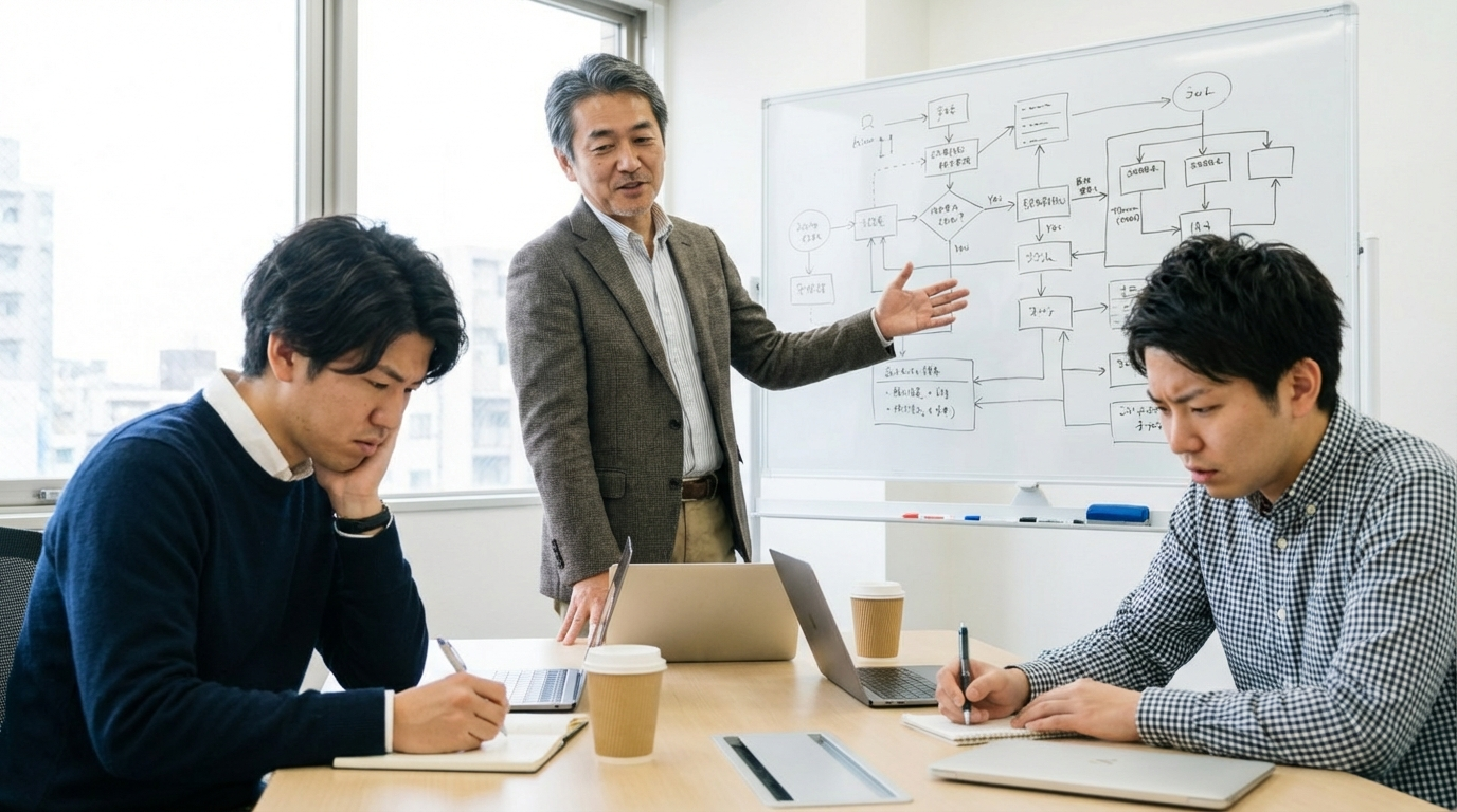 ベテランに依存した要件定義の現場イメージ